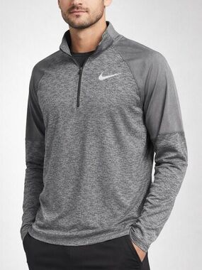 Nike Dri-FIT Running Quarter Zip Pullover Gray Athletic Running Top Mens Small S